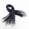 Collier en cuir cireux noir 1.5mm, corde 45cm avec fermoir à homard pour bijoux à faire soi-même, lot de 50 pièces, livraison rapide, vente en gros ► Photo 1/4