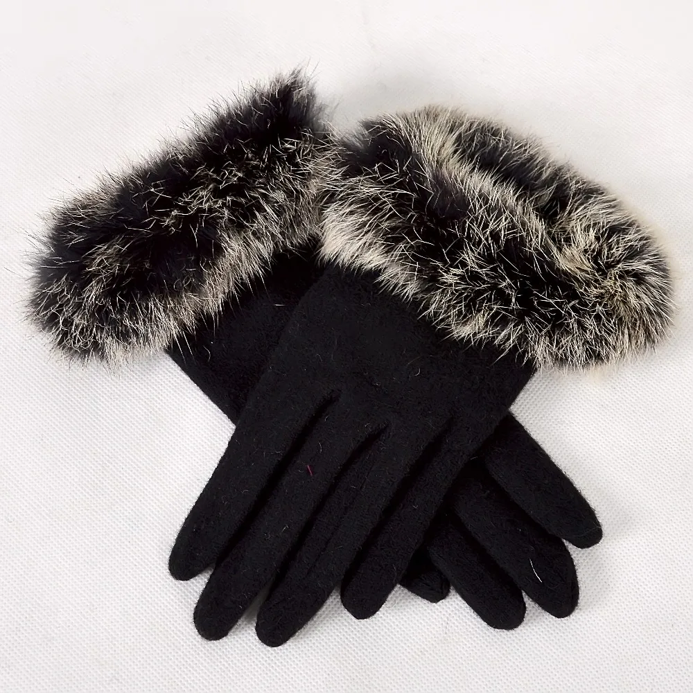 [BYSIFA] Осень-зима, роскошные женские шерстяные кашемировые перчатки, модный бренд, кроличий мех, шерстяные варежки, перчатки высшего класса, элегантные шарфы