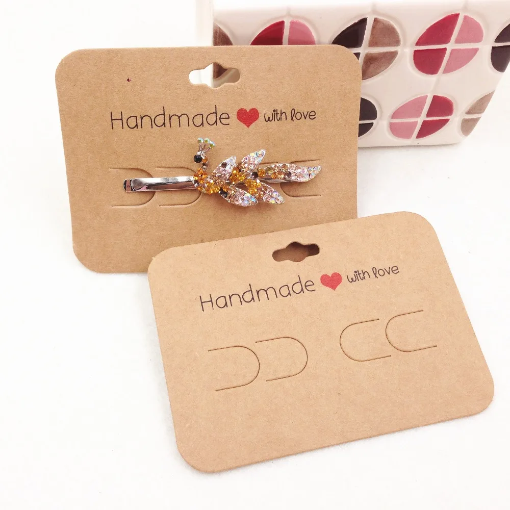 100pcs 7*9.7cm Kraft Paper Hairpin Card Hair Accessory Fashion Jewelry