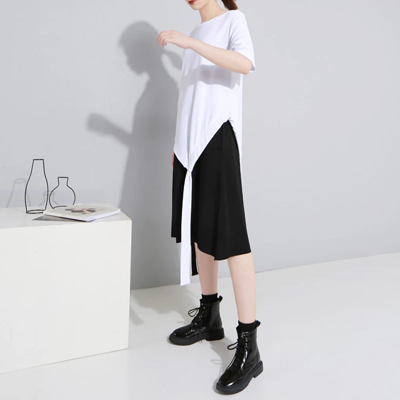 TWOTWINSTYLE юбка с лентами для женщин Лоскутная Высокая талия эластичные