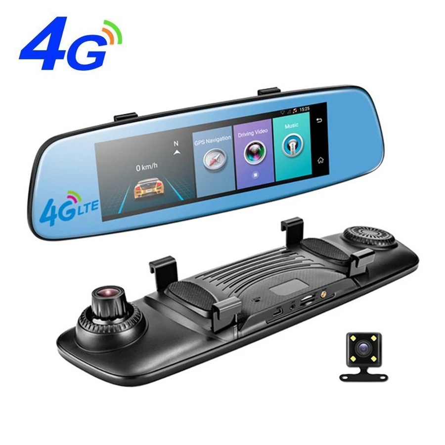 4G Car DVR 7.84\ Touch ADAS Remote Monitor Rear View Mirror with DVR and Camera Android Dual Lens 1080P WIFI Dashcam