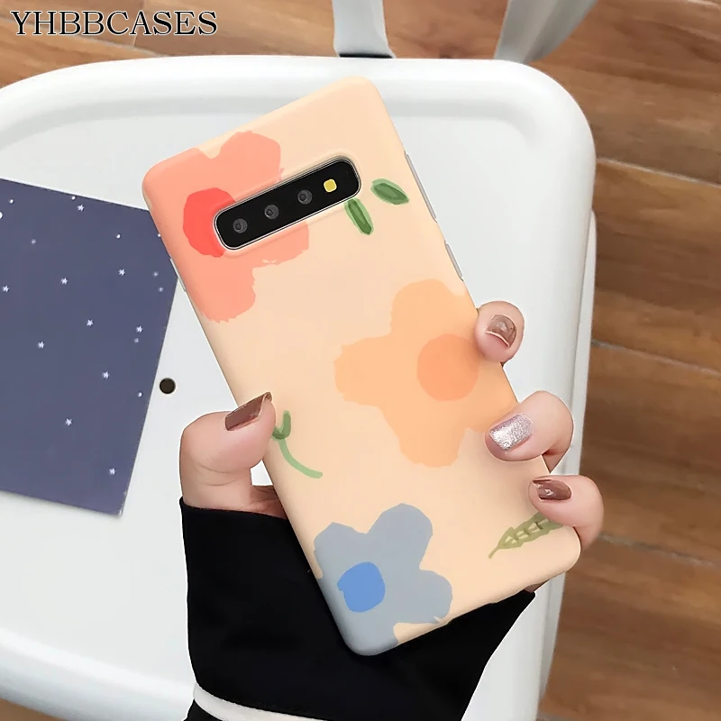 YHBBCASES для samsung Galaxy S10 5G S8 S9 Plus, мягкие чехлы с цветными цветами для samsung Note 10, 8, 9, мультяшный цветочный чехол для телефона