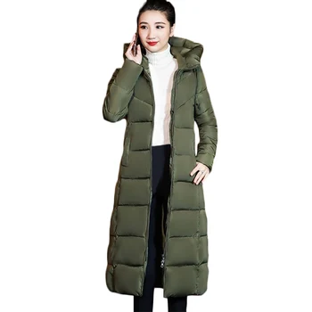 

Autumn Winter New Korean Warm Down cotton Jacket Women long Thick Cotton Jackets Women's Plus size Hooded Parkas Green 3XL F777