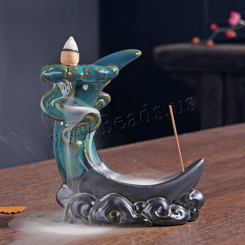 

Creative Backflow Stick Incense Burner Ceramic Censer Aromatherapy Furnace Holder Home Decor Decoration With 10pcs Incense Cones