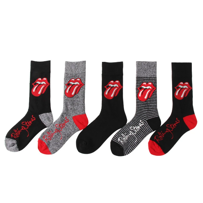 

PEONFLY Harajuku Hip Hop Cartoon Men Socks Funny Tongue Printed Combed Cotton Sokken Trendy Tide Creative Skateboard Happy Socks