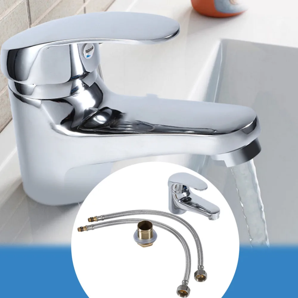 Chrome Plating Sink Basin Mixer Faucet Washing Water Tap Hot and Cold