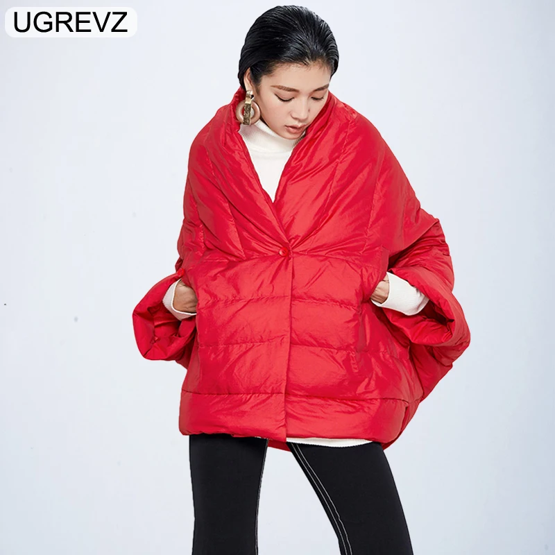 Winter Jacket Women Loose Parka Fashion Batwing Sleeve Female Down Cotton Coat 2018 New Overcoat Black White Autumn Short Jacket