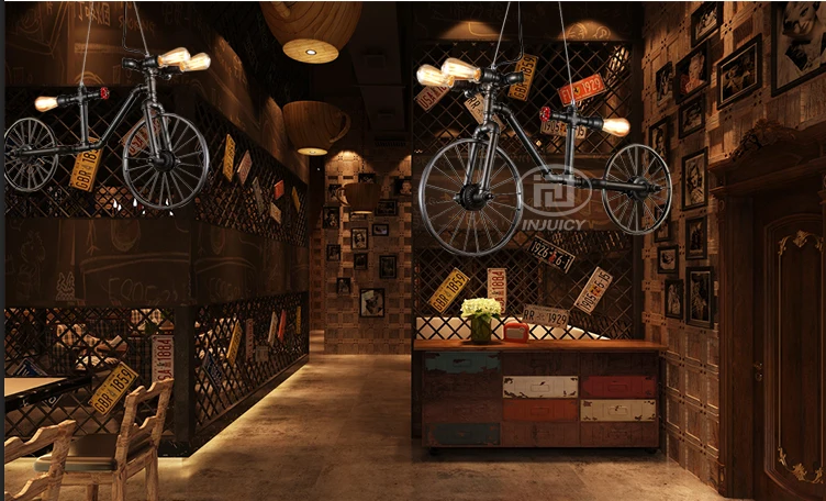 Лофт скандинавские Ретро Кафе Ресторан Бар железная водопроводная промышленная люстра освещение Велоспорт велосипед декоративный подвесной светильник