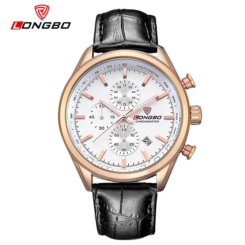 

LONGBO Luxury Men Full Steel Leather Watch Sports Quartz Watches Men Leisure Clock Military Hombre Watch Relogio Masculino 80179