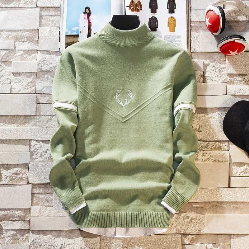 Keep Warm Pullover Men New Hip Hop Sweater With Deer Printed Mens Christmas Sweaters Turtleneck Slim Fit pull homme