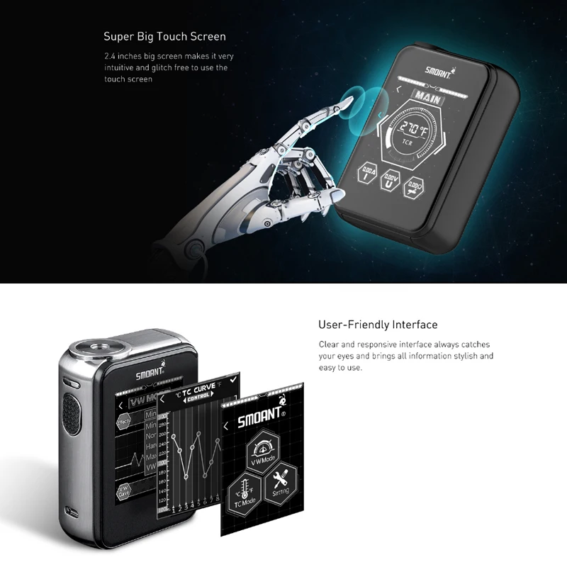 Smoant Charon TS 218 Touch Screen Box Mod 218w electronic cigarette vape mod (16)