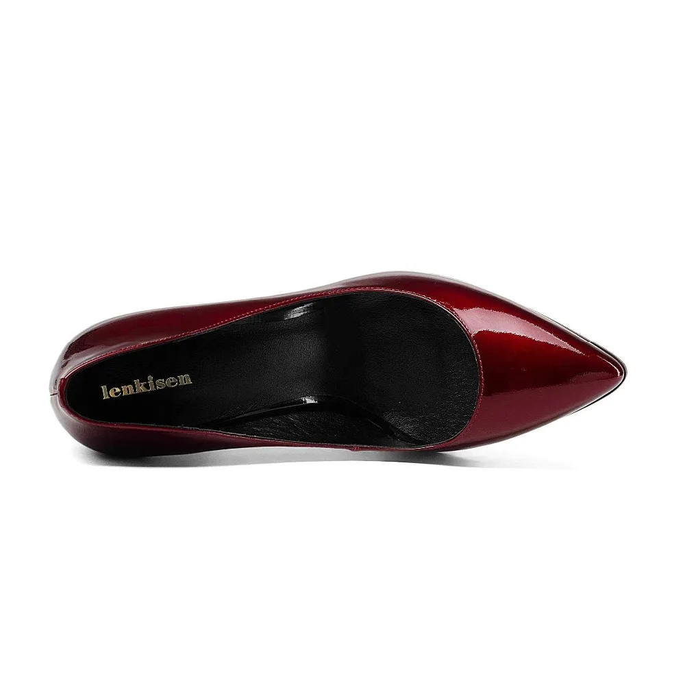 Automne Talons Pointu Printemps Chaussures Beauté Pompes Véritable Femmes Lenkisen Princesse Mode Brevet vin De Noir Peu Bout L10 En Profonde Rouge Cuir Cristal xSqUXn06Yw