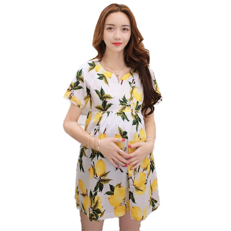 

2018 Cotton Women's Dress Loose Summer Short Sleeve Pregnant Clothes vestidos Nursing Dress vestido embarazada Pregnant clothes