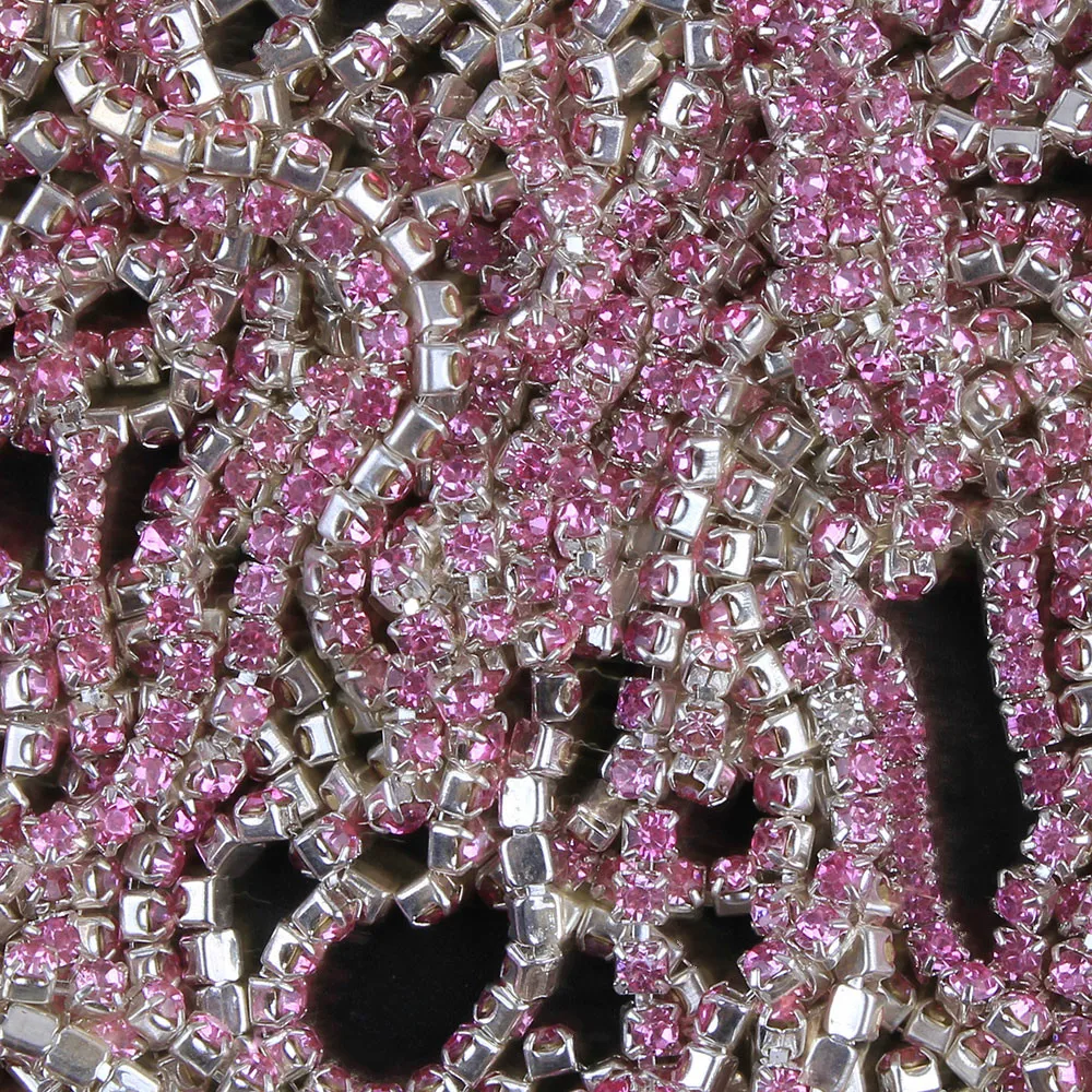 

ZOTOONE SS10 1Yard Rhinestones for Clothing Stones Pink Crystals Cup Chain Rhinestone Trim Sew on Ornament Bags Accessories E