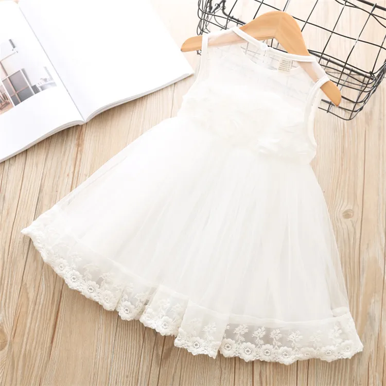 Fanfiluca Baby Girl Clothes Sleeveless Summer Mesh Kids Dresses For Girls Pink Princess Dress Baby Girls Lace Tutu Dress Fashion9