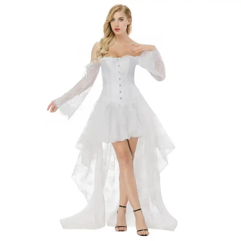 white lace corset dress