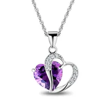 FAMSHIN 2016 Sell like hot cakes 6 colors Top Class lady fashion heart pendant necklace crystal jewelry new girls women