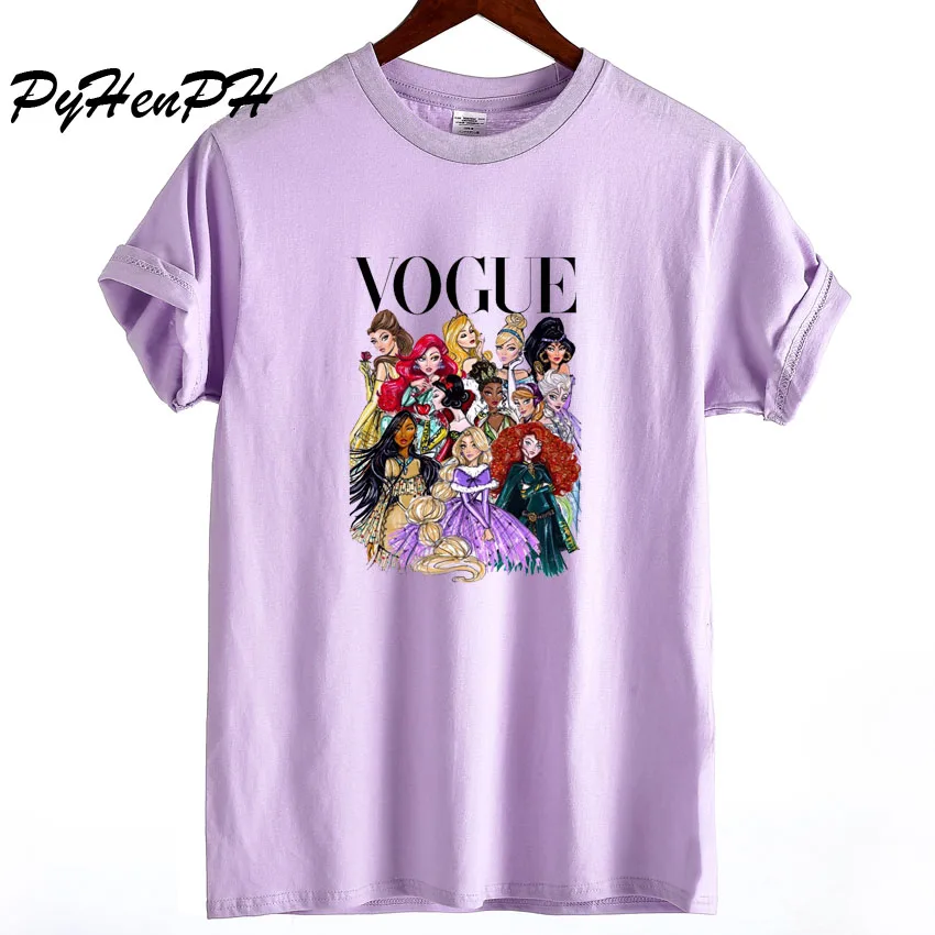 

New 2019 Summer Style Tumblr Fashion VOGUE Princess T Shirt Women Cotton O-neck Short Sleeve Tops For Women Kawaii Tshirt
