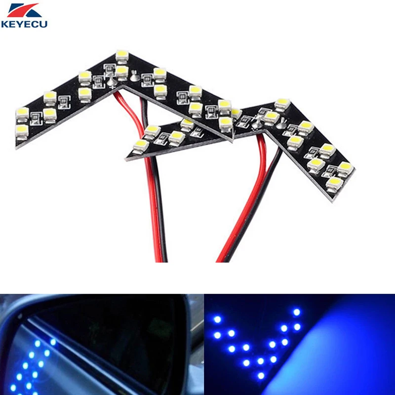 

KEYECU 2PCS 14SMD LED Side Mirror Arrow Panel Indicator Add-on Blinker Turn Signal Light for Auto Car Vehicle Truck SUV (Blue)