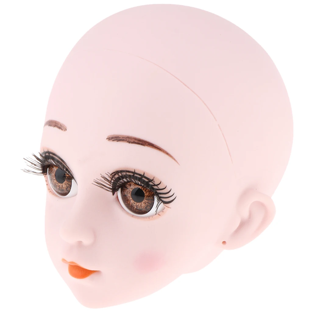 Plastic Female Doll Head Sculpt with Eyes for 1/3 BJD OB Doll Custom Accs Practise Make Up Dolls Head Body Part for Girl Doll