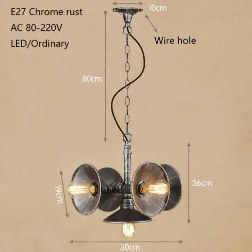Промышленные арт-деко Утюг окрашены подвесной светильник светодио дный E27 5 фары с 2 цвета винтаж подвесной светильник для красоты спальни Ресторан - Цвет корпуса: chrome rust