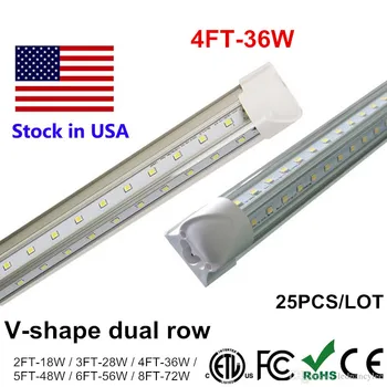 

Integrate T8 LED Tube 8ft 6ft 5ft 4ft T8 LED Fluorescent Lamp Light Fit V Shape Cooler Door Lighting SMD2835 100LM/W AC85-265V