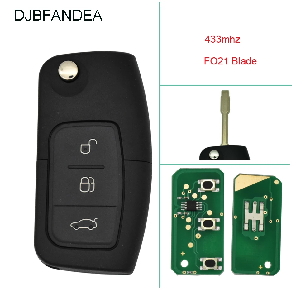 DJBFANDEA пульт дистанционного управления для Ford Fusion Focus Mondeo Fiesta Galaxy FO21 Blade 433MHz без