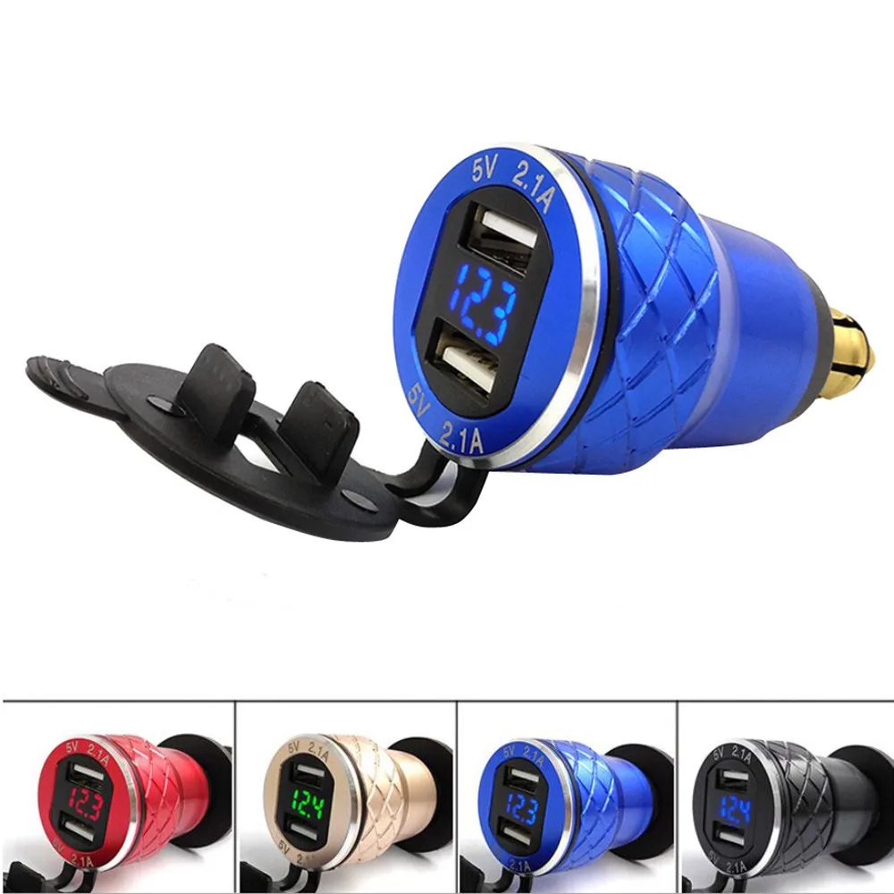 Usb Автомобильное зарядное устройство 4.2A алюминиевый мотоцикл двойной USB зарядное устройство DIN Вольтметр для розетки для мотоцикла Chargeur Usb 5 В 4.2A