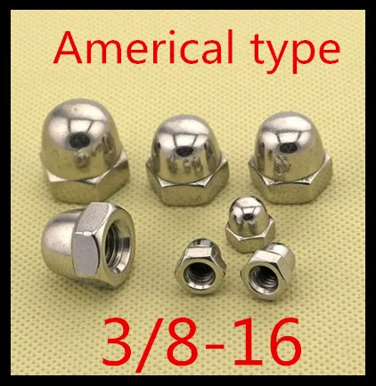 

50pcs/lot High Quality 3/8-16 American Type Hex Cap Nut Acorn Dome Head Hex Nuts Decorate nuts