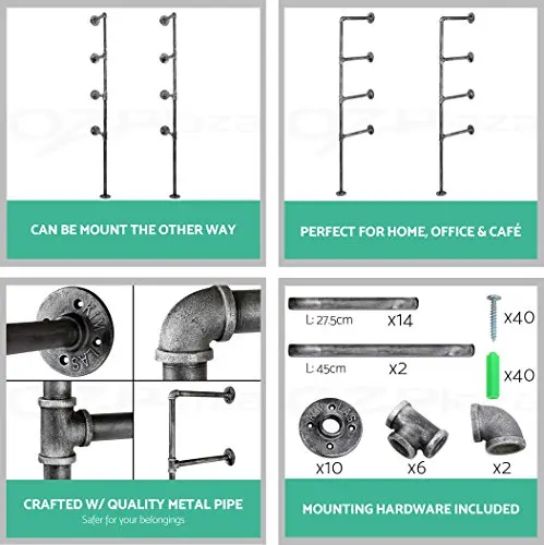(Набор из 2) 5 слоев промышленная Ретро железная полка для труб настенный