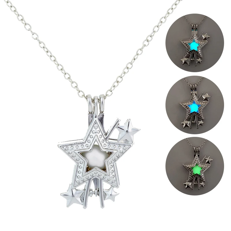 

Hot Sale Glowing Stars Pendant Necklaces Luminous Stone Sliver Chain Necklace Glow in the Dark Necklaces Charm Women Jewelry