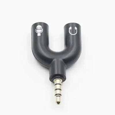 U Type Adapter Dual 3.5 MM Headphone Plug Audio Cables Splitter Microphone 2 in 1 Swivel Connector Free shipping
