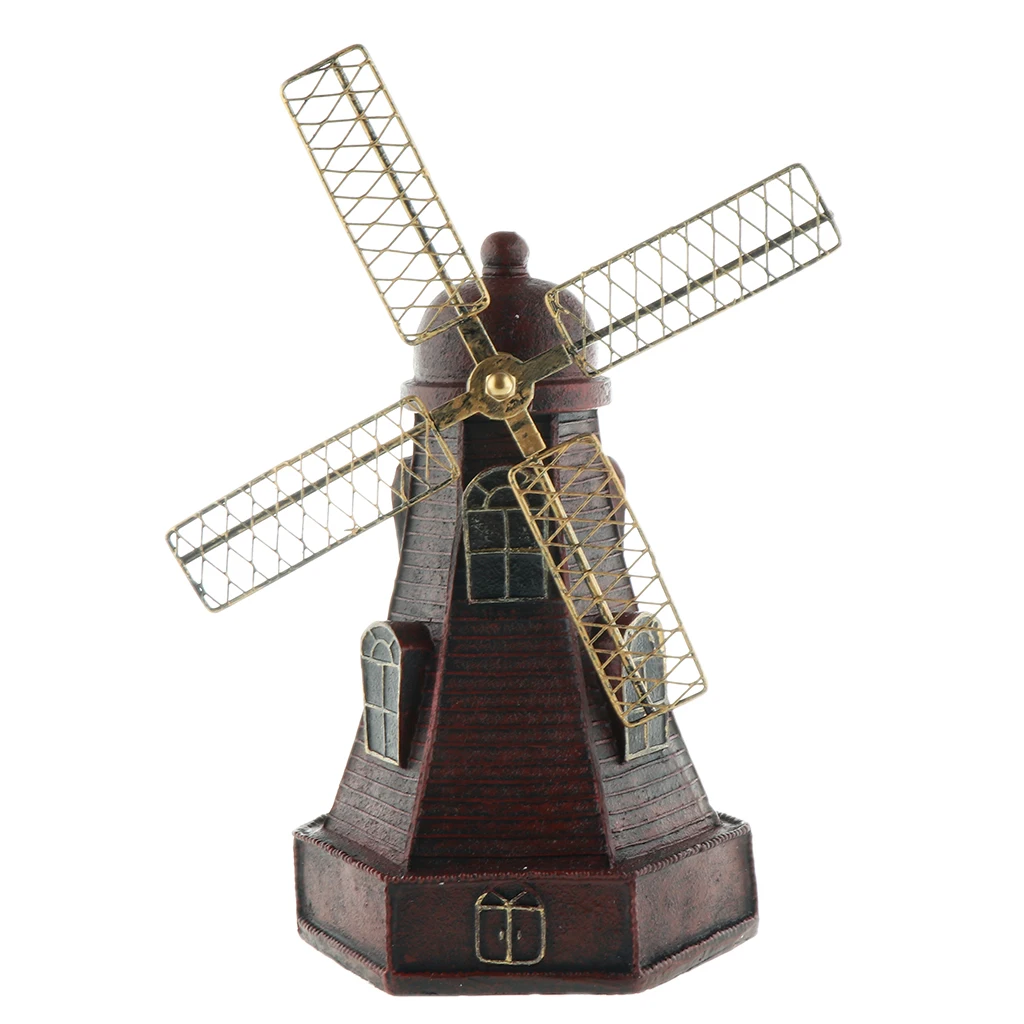 European Vintage Holland Windmill Resin Piggy Bank Home Cafe Pub Bar Decoration Ornaments Craft Gifts
