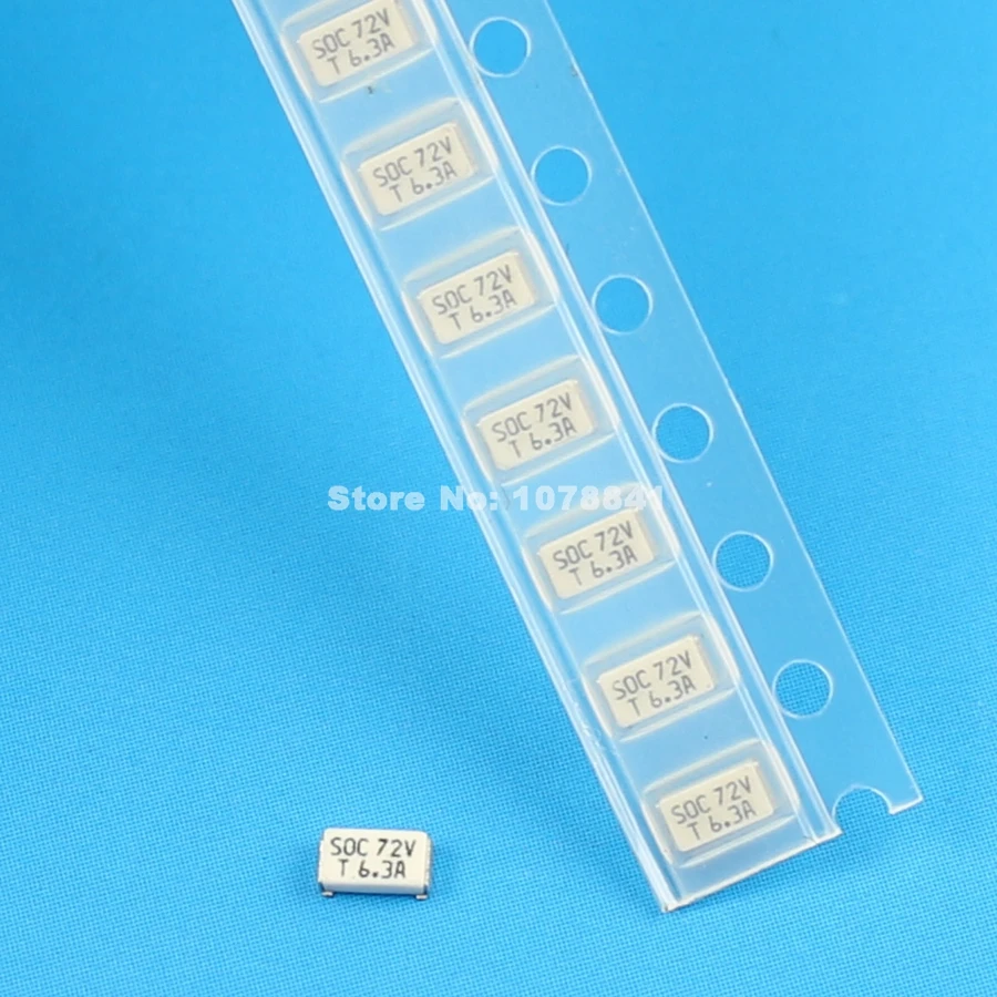 

50 Pcs Per Lot SOC SMD SMT 1206 6.3A T6.3 Amp 72V Fuse