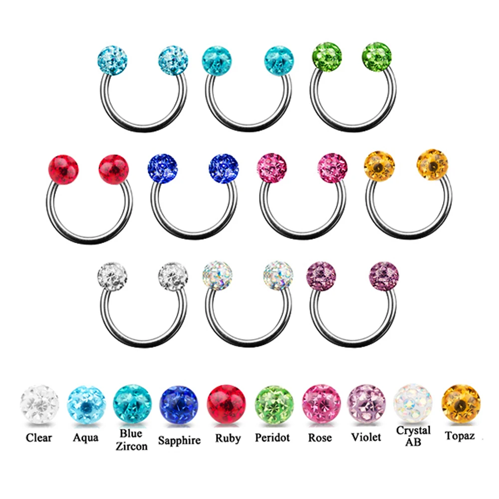1Pcs Epoxy Eyebrow Ring horseshoe barbell nose ring, labret piercing
