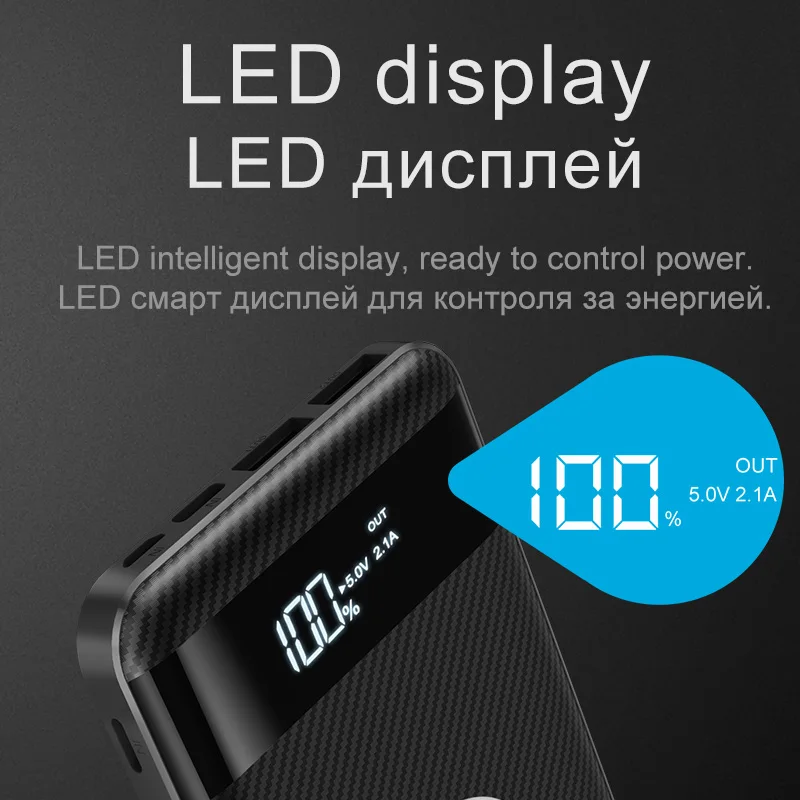 Беспроводное зарядное устройство HOCO Qi портативное 10000 мАч с двумя USB портами и