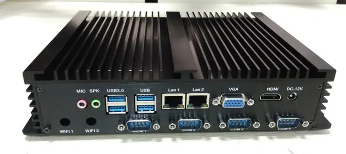 Barebone промышленный компьютер безвентиляторный мини ПК Intel Celeron 1037U cpu 2*1000 M LAN 4* COM 2* USB 3,0 300 M WiFi HDMI