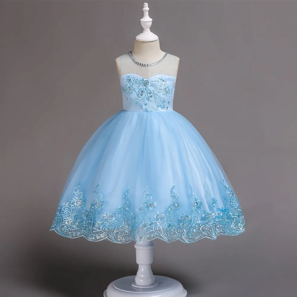 

Girl Dress 2019 Diamond Princess Flower Lace Border Kids Dresses Girls Ball Gown Party Vestidos Birthday Christmas Dress -B