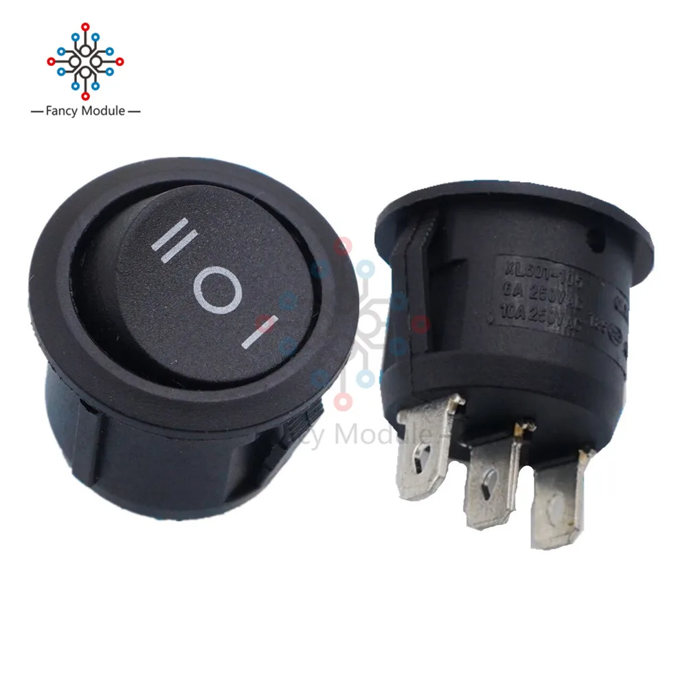 

5PCS Mini Round Black 3 Pin SPDT ON-OFF-On Rocker Switch Snap-in Car Boat Toggle