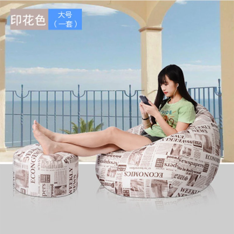 Bean Bag Cover Lounger Sofa Chairs Ottoman Set Outdoor Pouf Puff Seat Living Room Furniture without Filling Lazy Beanbag Beds