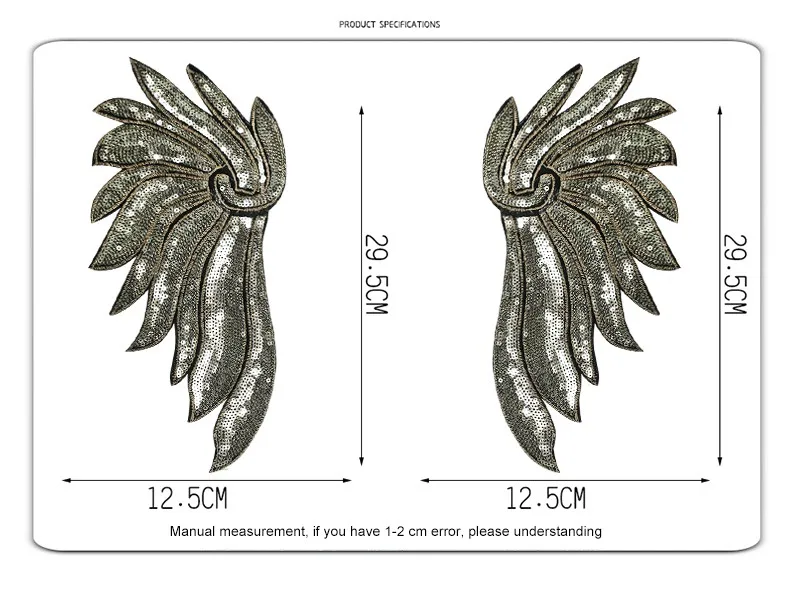 Большая блестка нашивка с золотыми крыльями ангела для одежды Байкер Панк вышивка череп железо на шитье большие вышитые нашивки наклейки