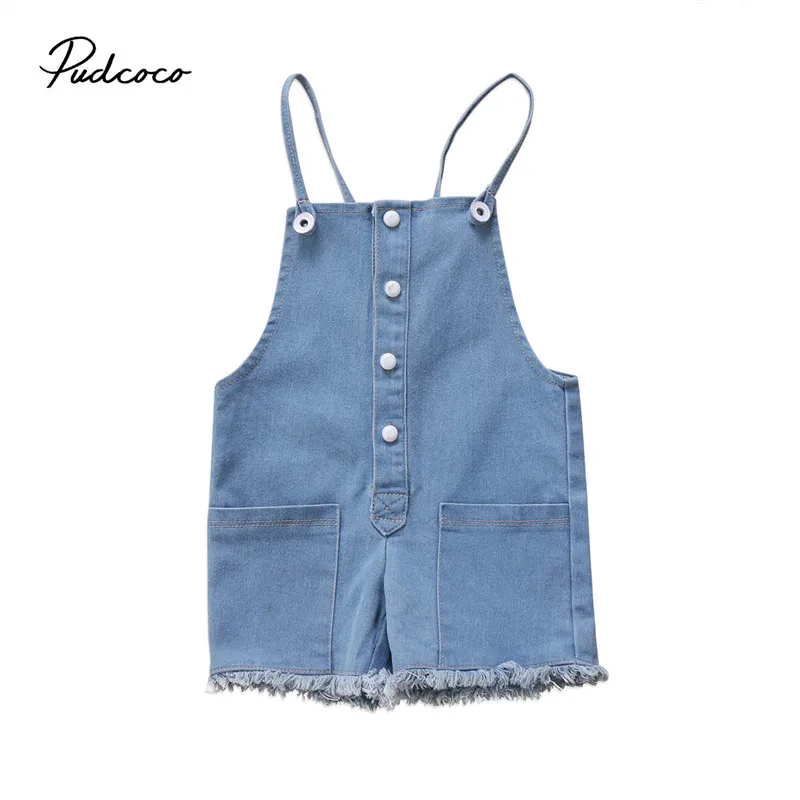 

2018 Fashion Kids Baby Girls Denim Strap Overalls Clothes Sleeveless Jumpsuit Trousers Romper Summer Clothes for Little Girls