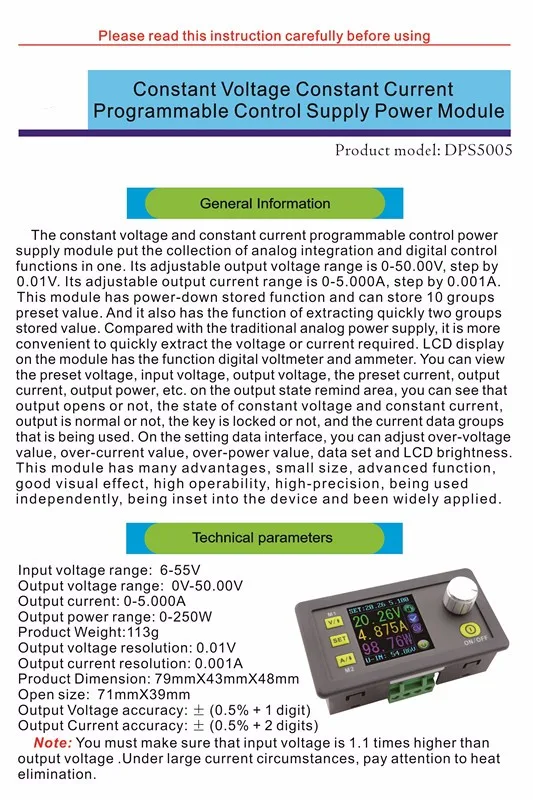 DPS5005 0 V-50,00 V Измеритель постоянного напряжения 0-5.000A тестер тока понижающий программируемый модуль питания Регулятор преобразователь 20% of