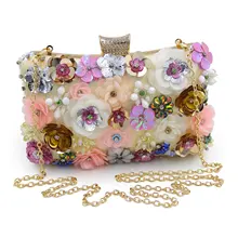 LJL женские клатчи цветной цветок вечерняя сумочка Блестки клатч кошелек