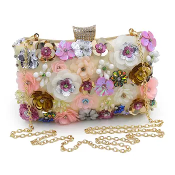 

LJL Women Clutches Colorful Flower Evening Bag Sequins Clutch Purse