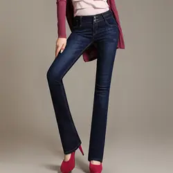 Для женщин Джинсы для женщин Мода 2017 г. Для женщин расклешенных Джинсы для женщин Для женщин эластичный хлопок джинсовые Мотобрюки