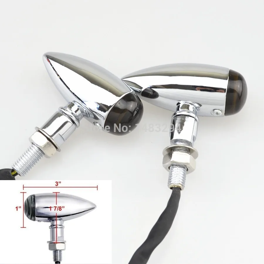 

2 X Chrome Motorcycle Bullet Amber Turn Signal Light Indicator Fits For Harley Sportster Iron 883 1200 XL Bobber Chopped 883N
