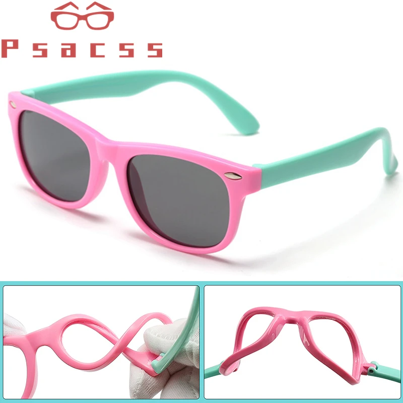 

Psacss Square Polarized Kids Sunglasses Boys Girls Vintage Silica Frame Sun Glasses Child's Radiation Protection Eyewear UV400