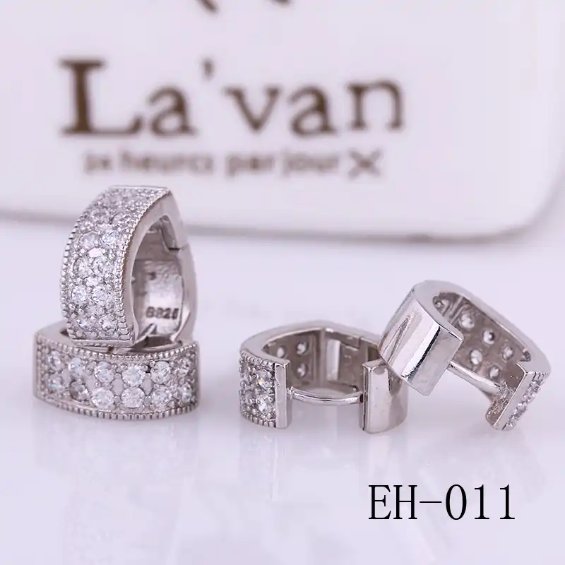 2017 Бесплатная доставка Jewelry хан издание сердца двойной ряд циркон серьги и ухо клип 925 серебро люблю серебро уха клип