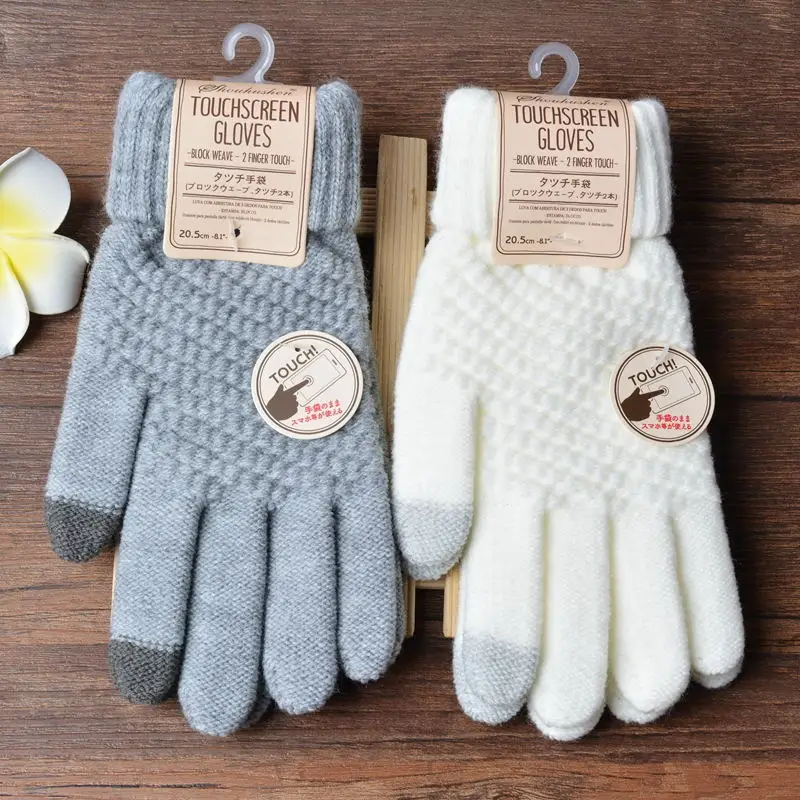 

2019 Winter Touch Screen Men Women Gloves Female Knitted Thick Warm Mittens Male Gloves for Cycling Gym Ski gants femme guantes